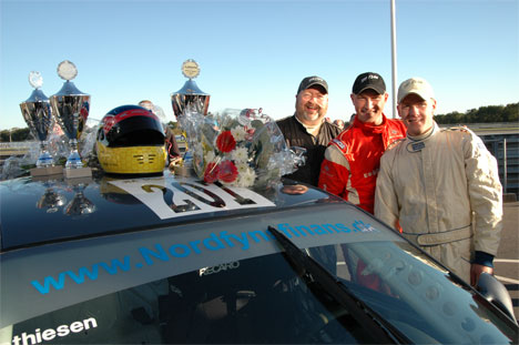 Vindertrioen i Padborg Park 4 Timer (f.v.): Jens Ole Mathiesen, Michael Outzen og Michael Holden